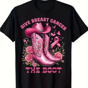 Breast Cancer Awareness T-Shirt - Show Your Inner Cowgirl - ‘GIVE THE BOOT’
